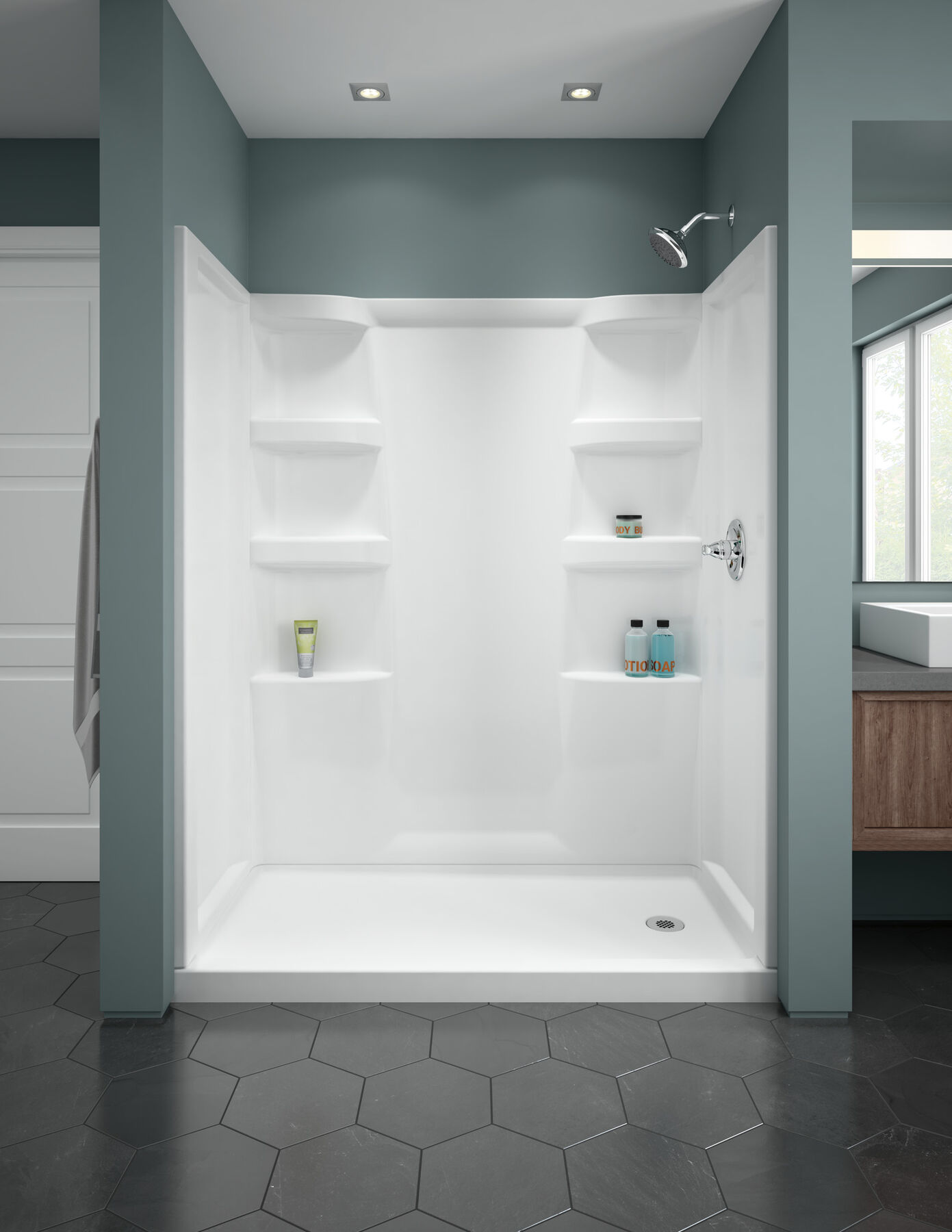 Haywood 60" x 30" Shower BaseRight in High Gloss White B786156030RWH Delta Faucet