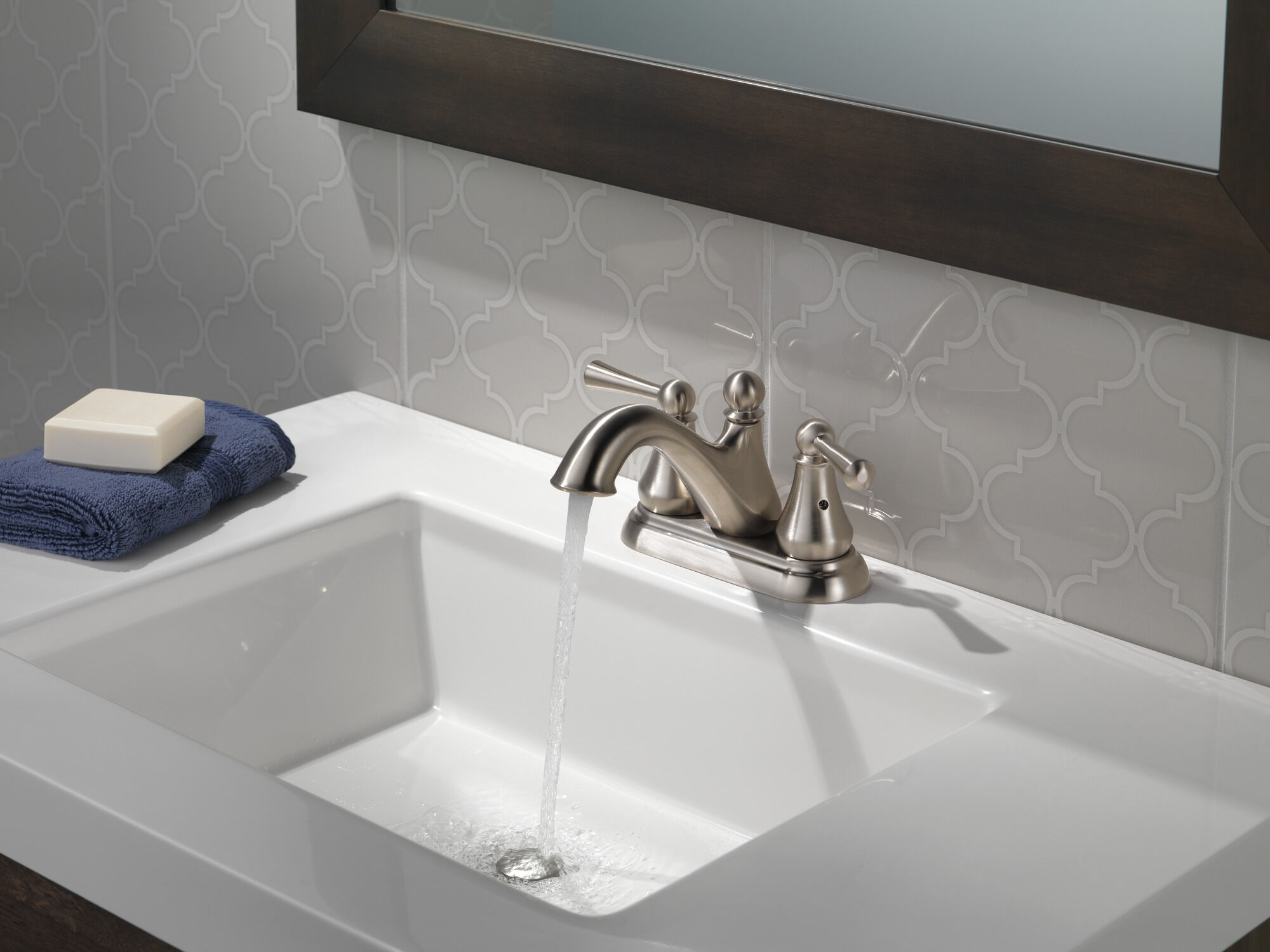 Two Handle Centerset Bathroom Faucet in Stainless 25999LF-SS