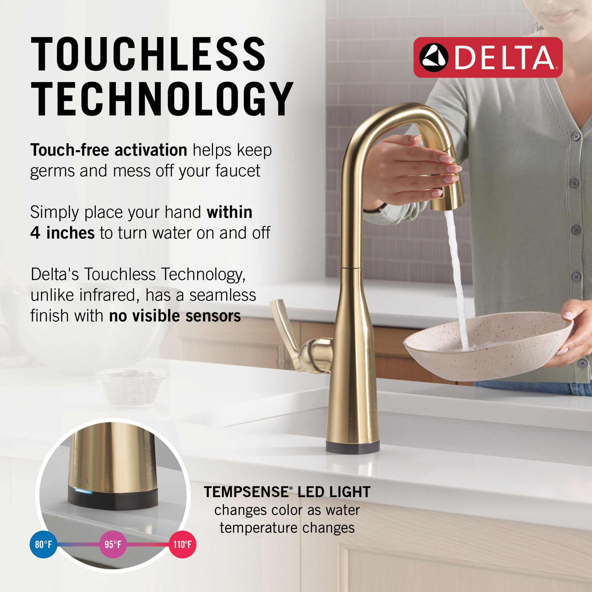 Touch2O® Technology Kitchen Faucet with Touchless Technology in