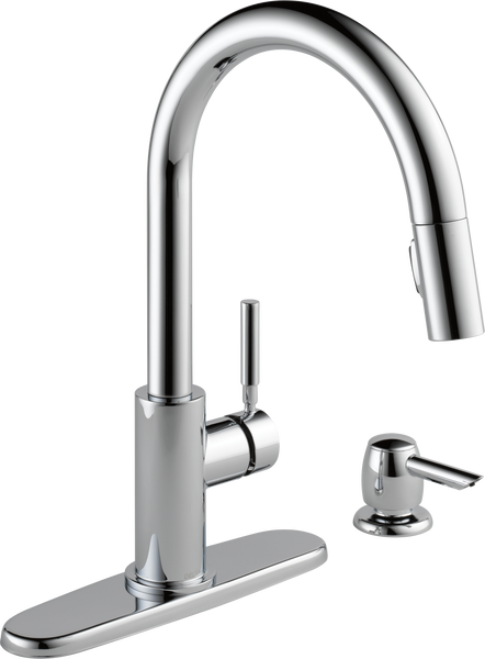 Single Handle Pull-Down Kitchen Faucet with Soap Dispenser in