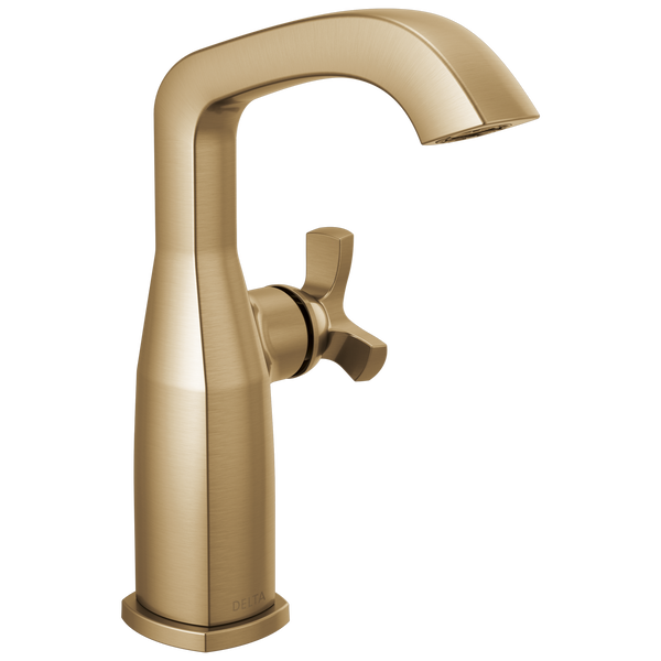 Single Handle Mid-Height Bathroom Faucet in Lumicoat® Champagne