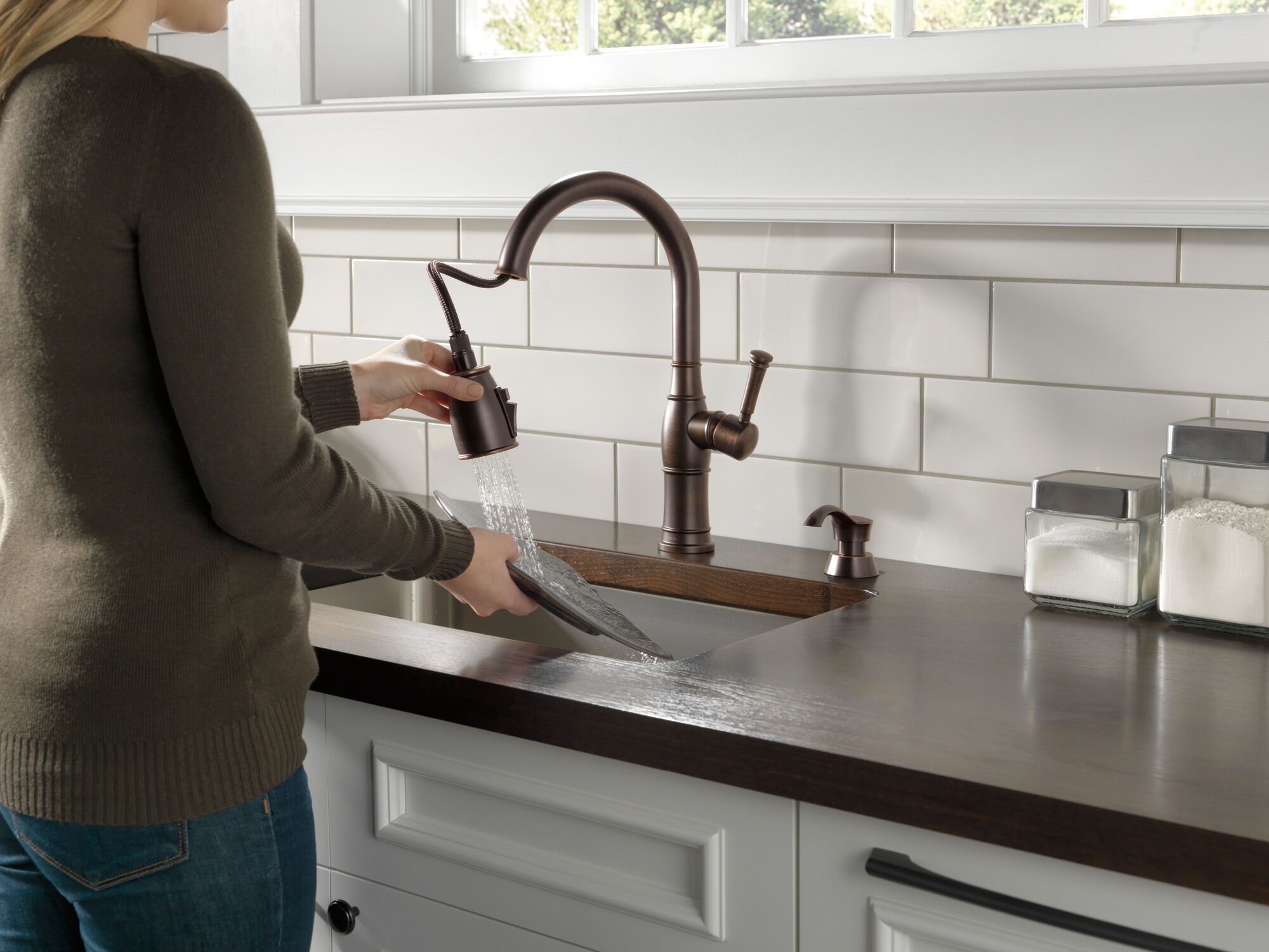 Single Handle Pull-Down Kitchen Faucet with Soap Dispenser and