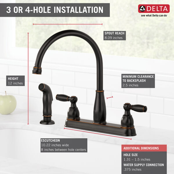 Two Handle Kitchen Faucet with Spray (Recertified) in Oil ...