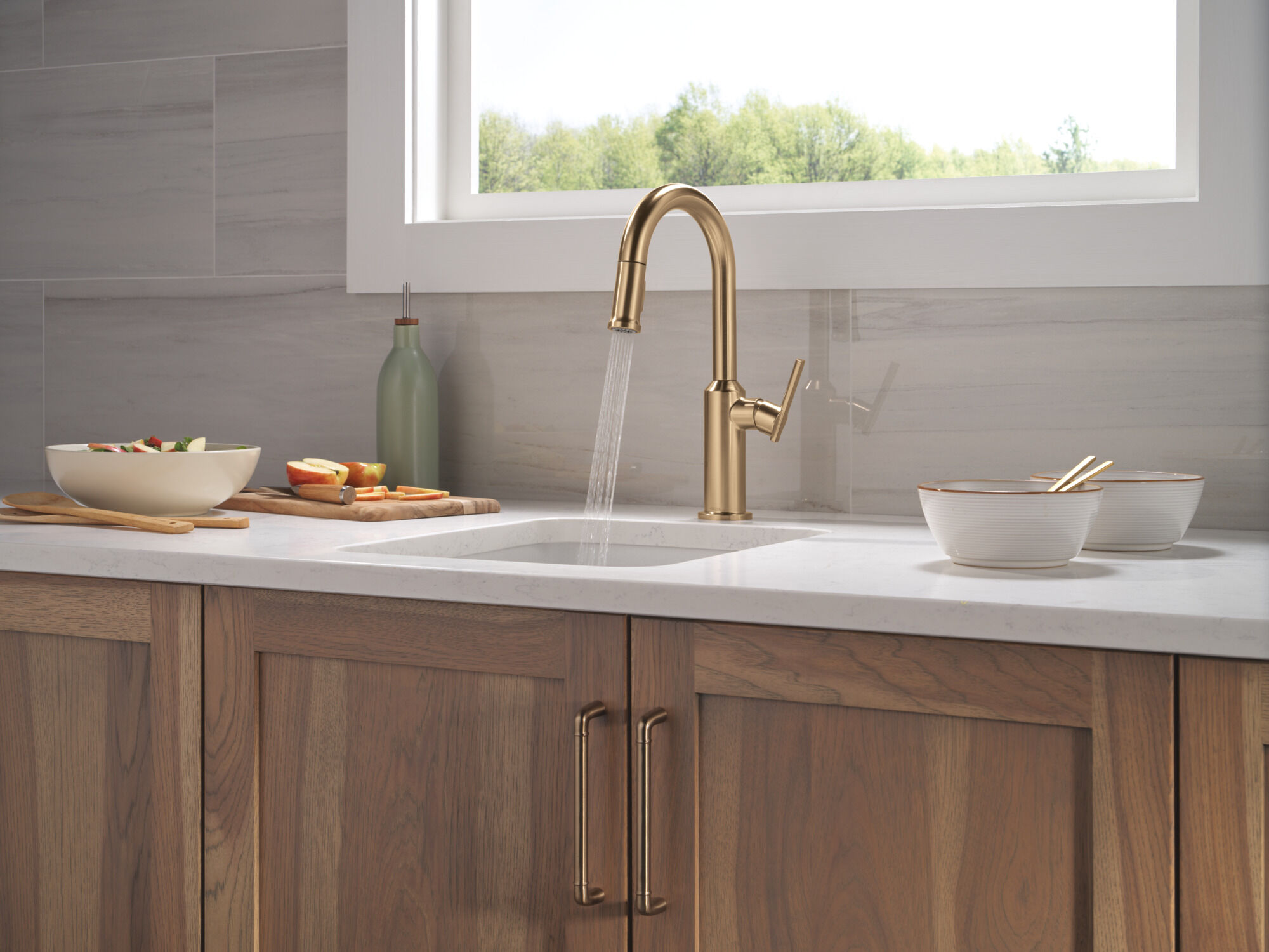 Single Handle Pull-Down Bar/Prep Faucet in Lumicoat® Champagne