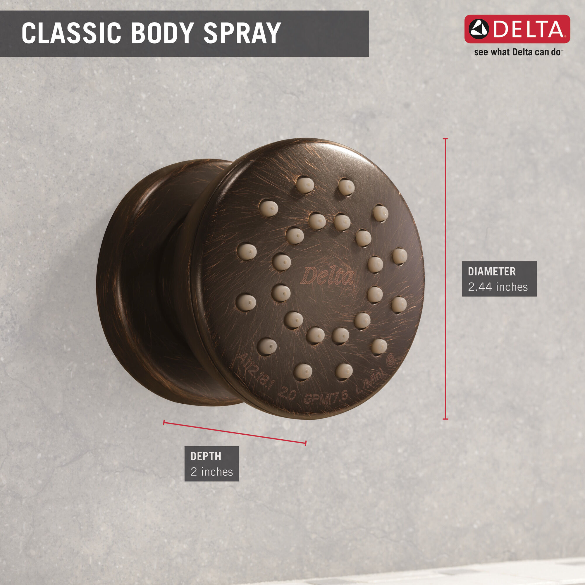 DELTA 50102-BL Classic 1-Spray Body Spray in Matte Black NBW 