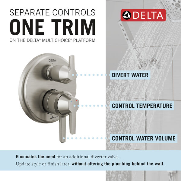 17S Integrated Diverter Trim 3 Setting in Lumicoat® Stainless T27871