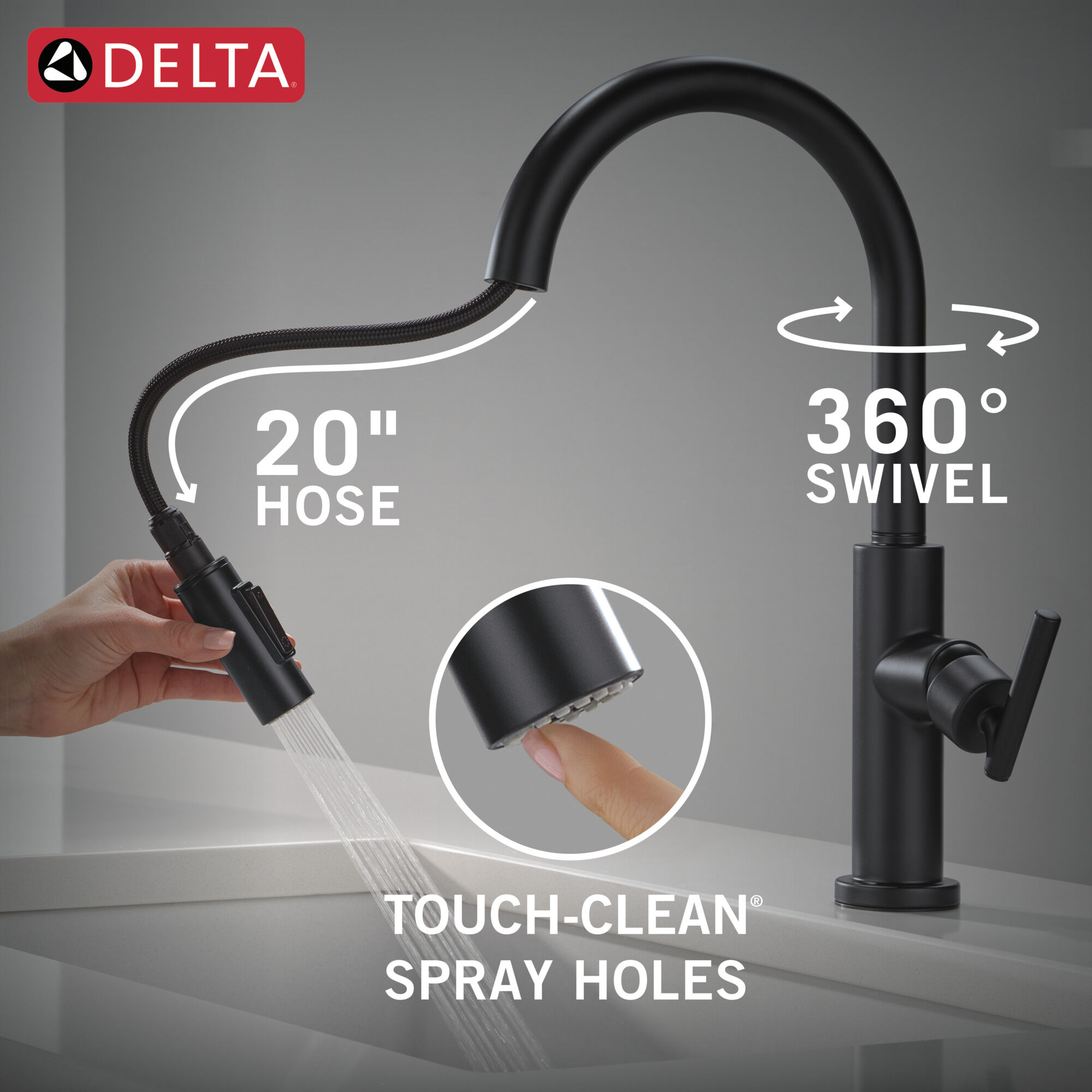 Single Handle Pull-Down Kitchen Faucet in Matte Black 19731LF-BL