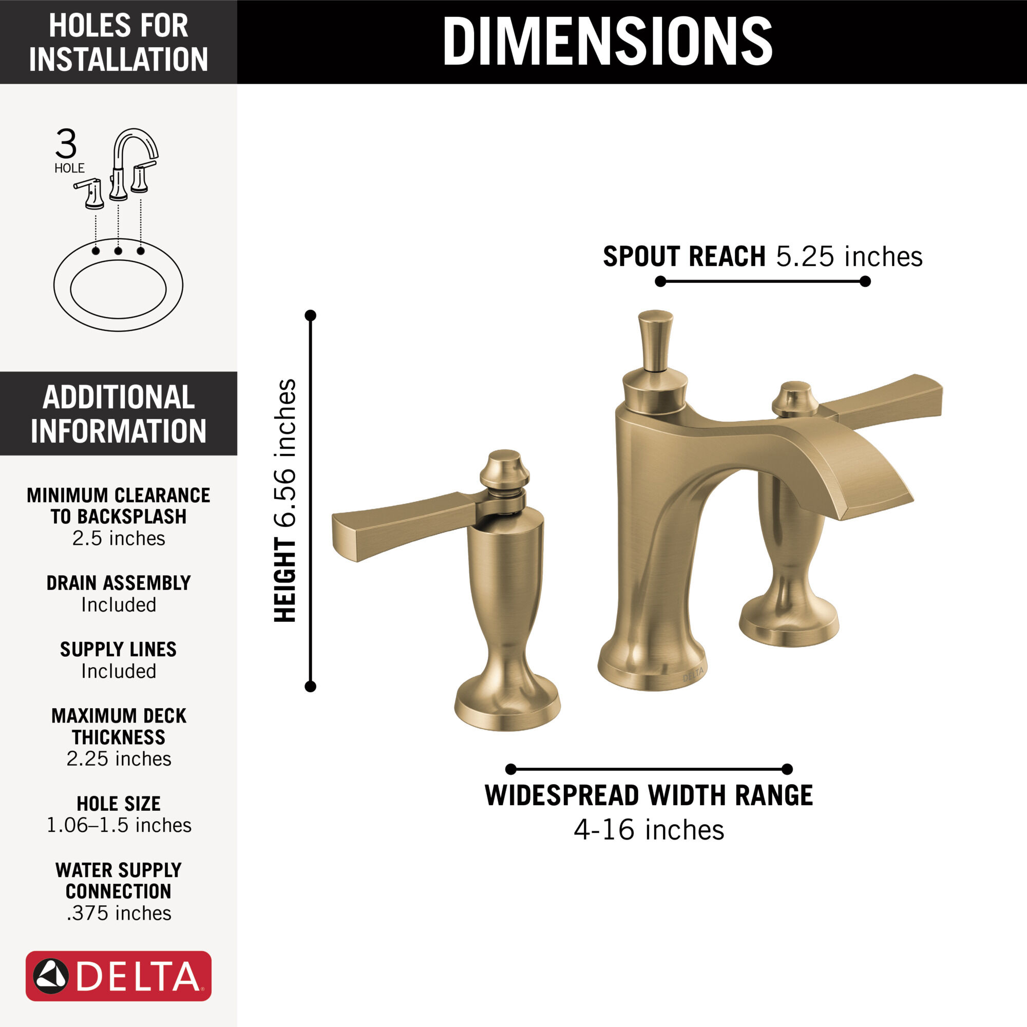 Two Handle Widespread Bathroom Faucet in Champagne Bronze 3556