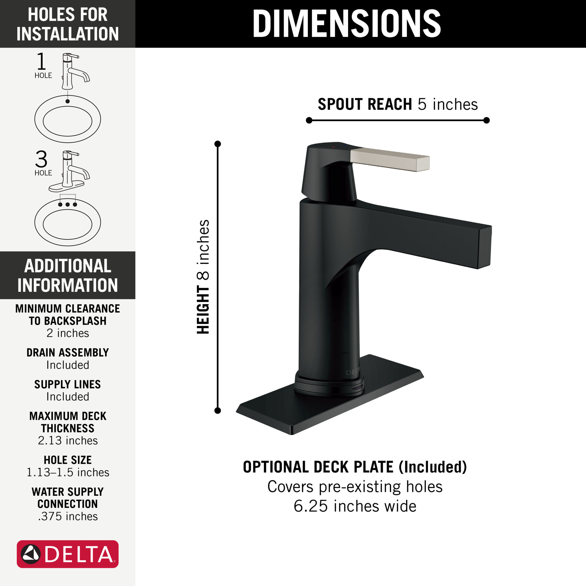 Touch2O® Bathroom Faucet with Touchless Technology in Matte Black