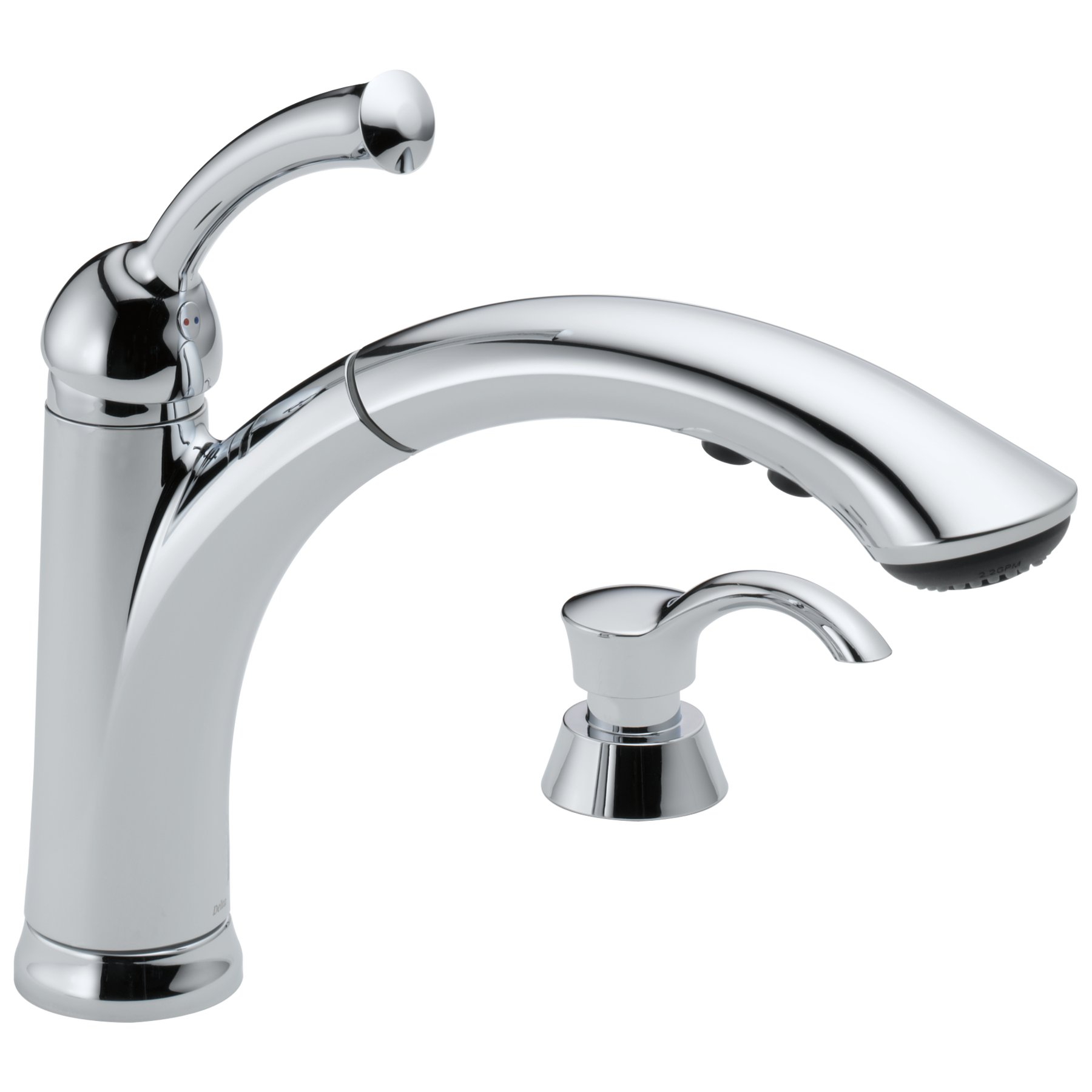 Single Handle Pull-Out Kitchen Faucet with Soap Dispenser in
