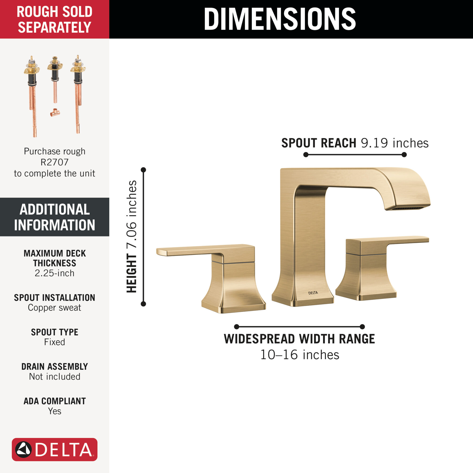 Roman Tub Trim in Champagne Bronze T2739-CZ | Delta Faucet