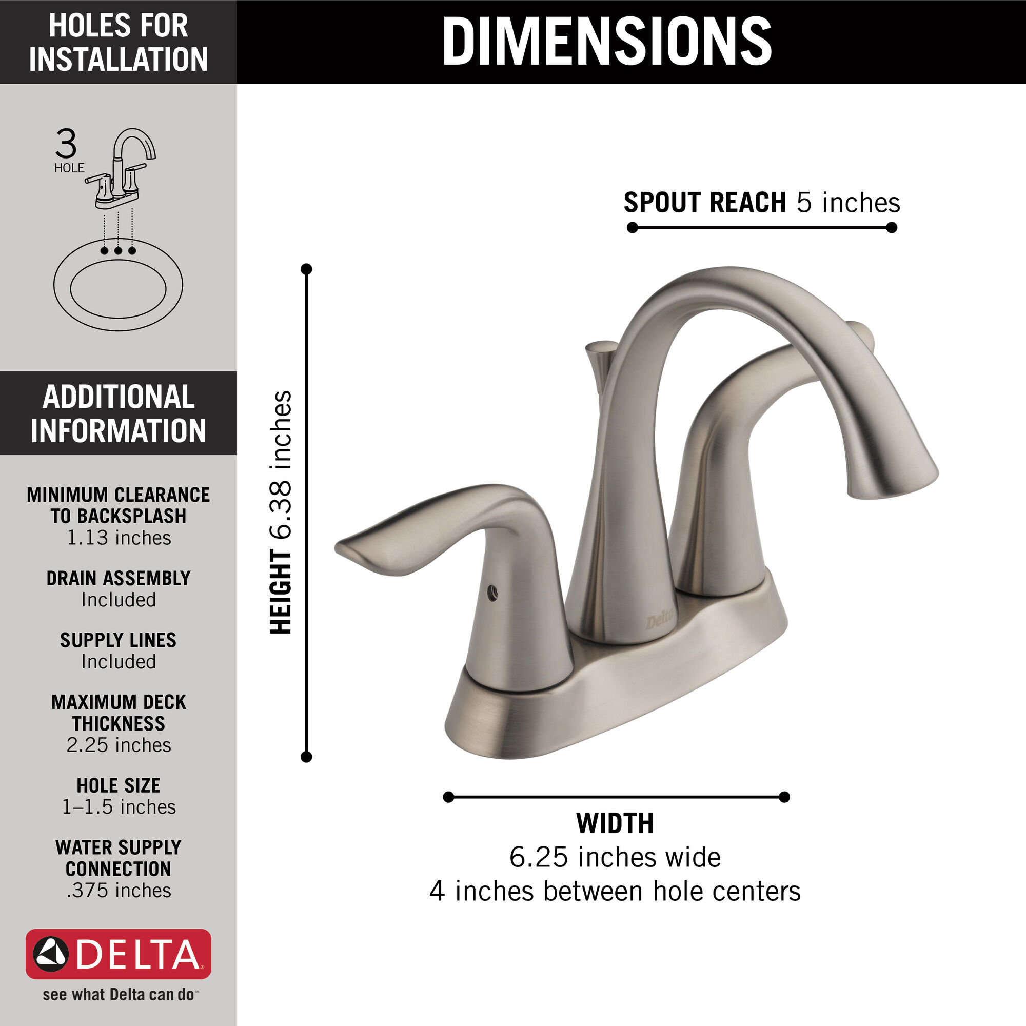 Delta Faucet 2538-SSMPU-DST Two Handle Centerset Bathroom Faucet for sale online 