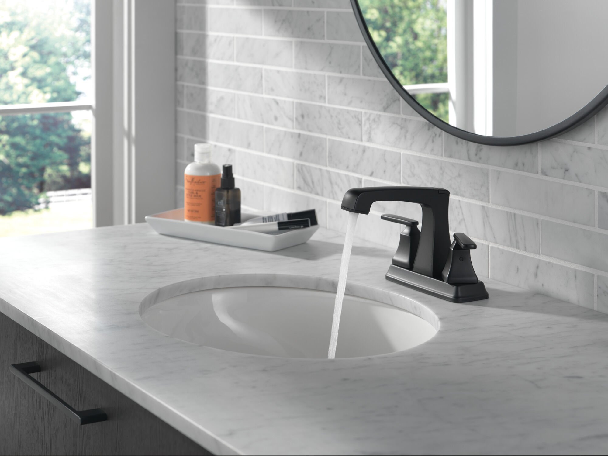 Two Handle Centerset Lavatory Faucet - Metal Pop-Up in Matte Black