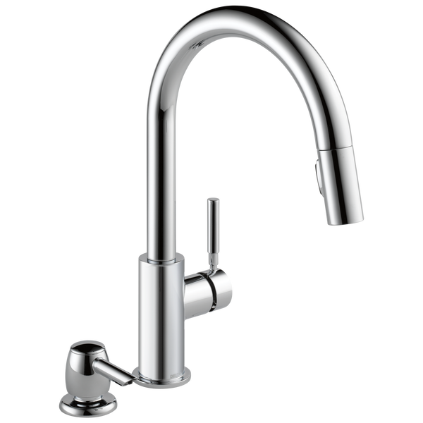 STです Single Handle Pull-Down Kitchen Faucet with Soap Dispenser in