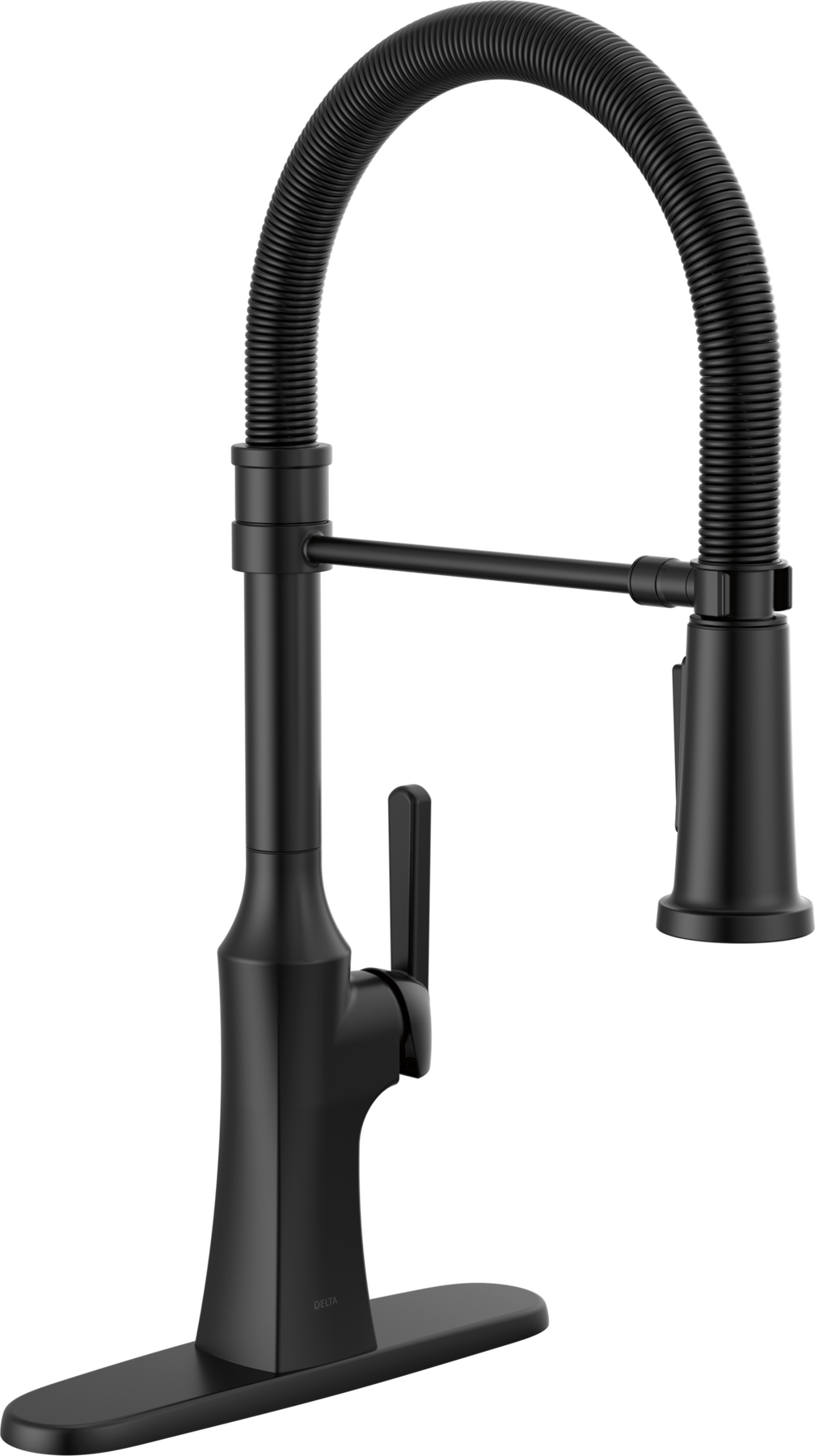 Single Handle Pull-Down Spring Kitchen Faucet in Matte Black 18887
