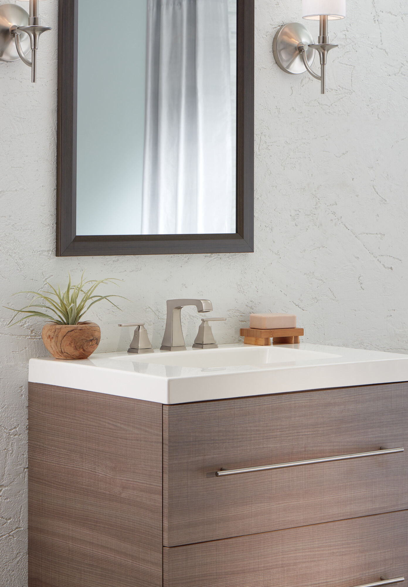 Two Handle Widespread Bathroom Faucet with EZ Anchor® in Stainless