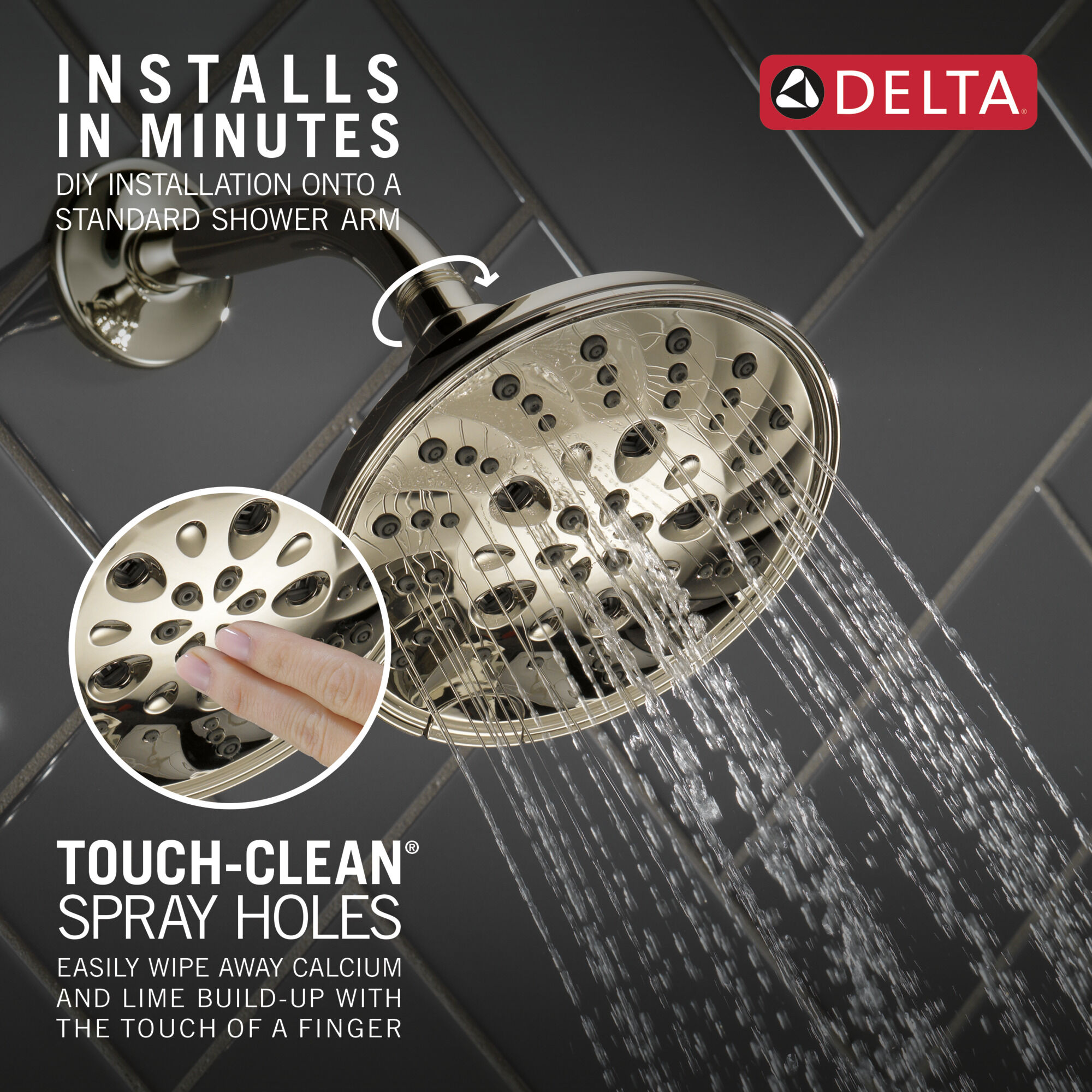 H2Okinetic® 5-Setting Traditional Raincan Shower Head in Lumicoat