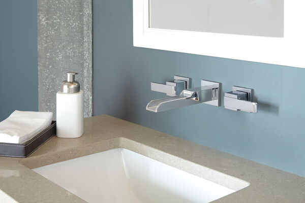 Two Handle Wall Mount Channel Bathroom Faucet Trim, image 1