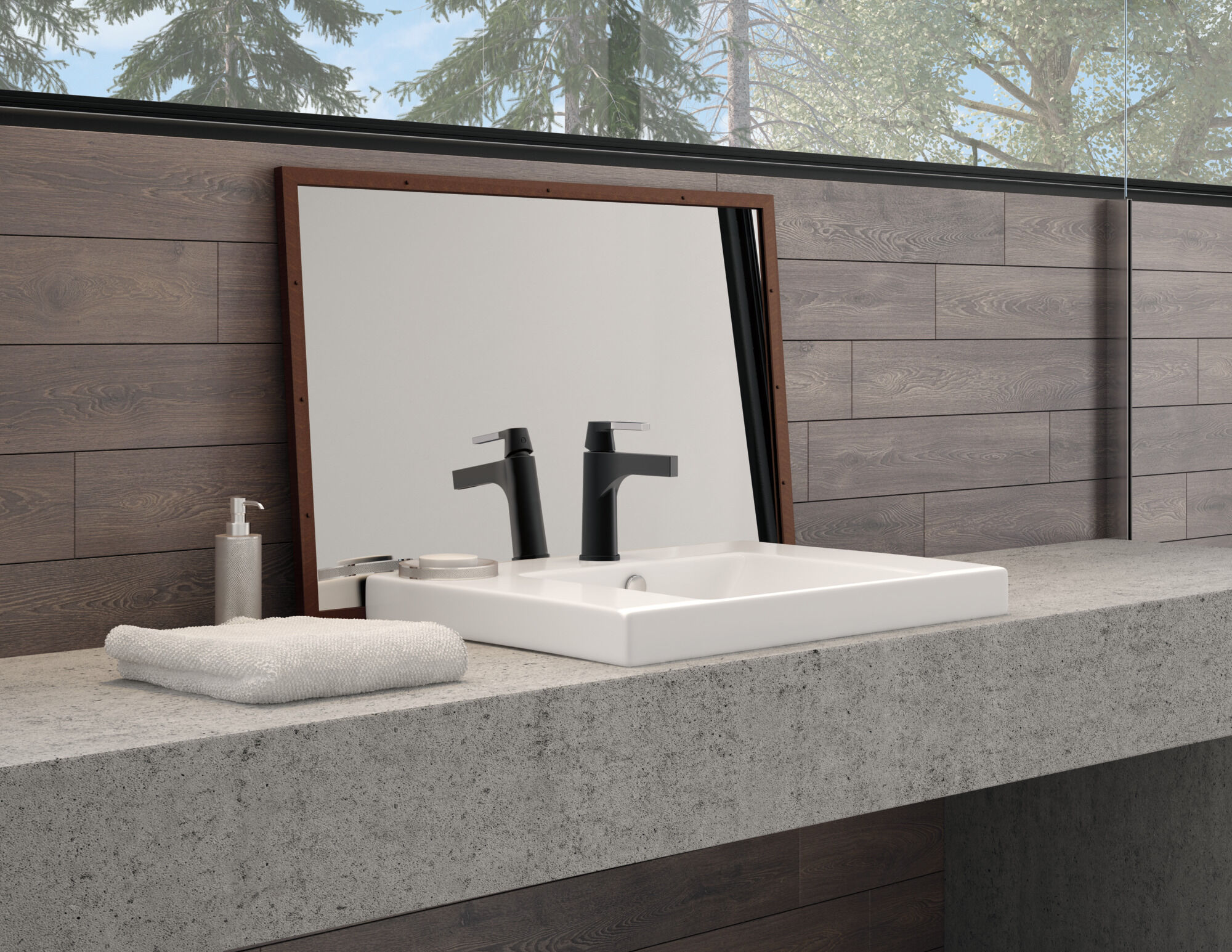 ①hamu Single Handle Bathroom Faucet in Chrome / Matte Black 574-CSMPU