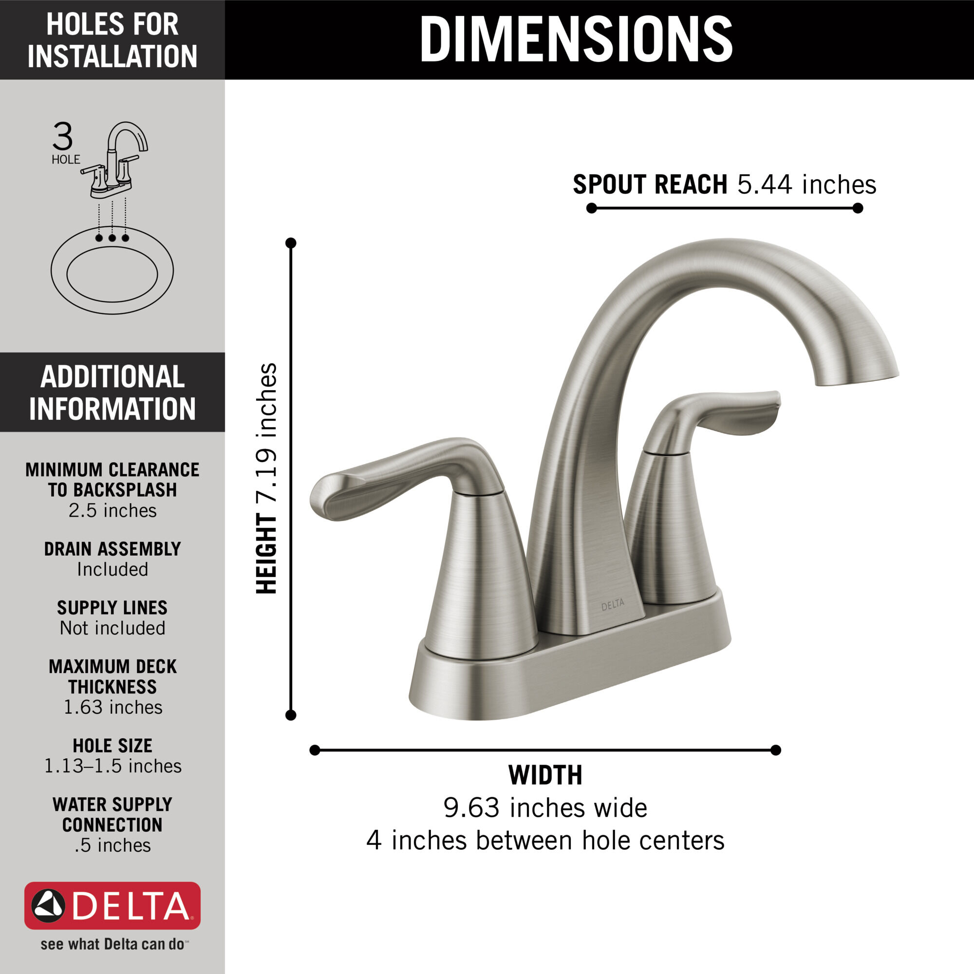 Two Handle Centerset Bathroom Faucet in Spotshield Brushed Nickel