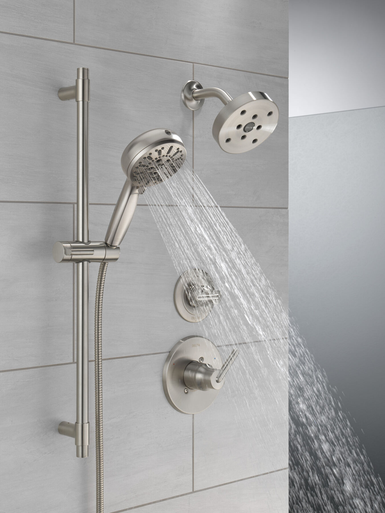 7Setting Slide Bar Hand Shower with Cleaning Spray in Lumicoat