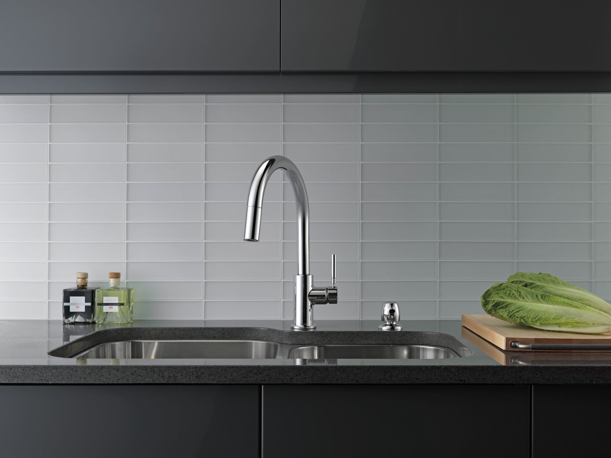 Single Handle Pull-Down Kitchen Faucet with Soap Dispenser in