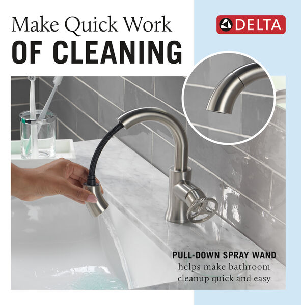 Single Handle PullDown Bathroom Faucet in Stainless 558HARSSPDDST