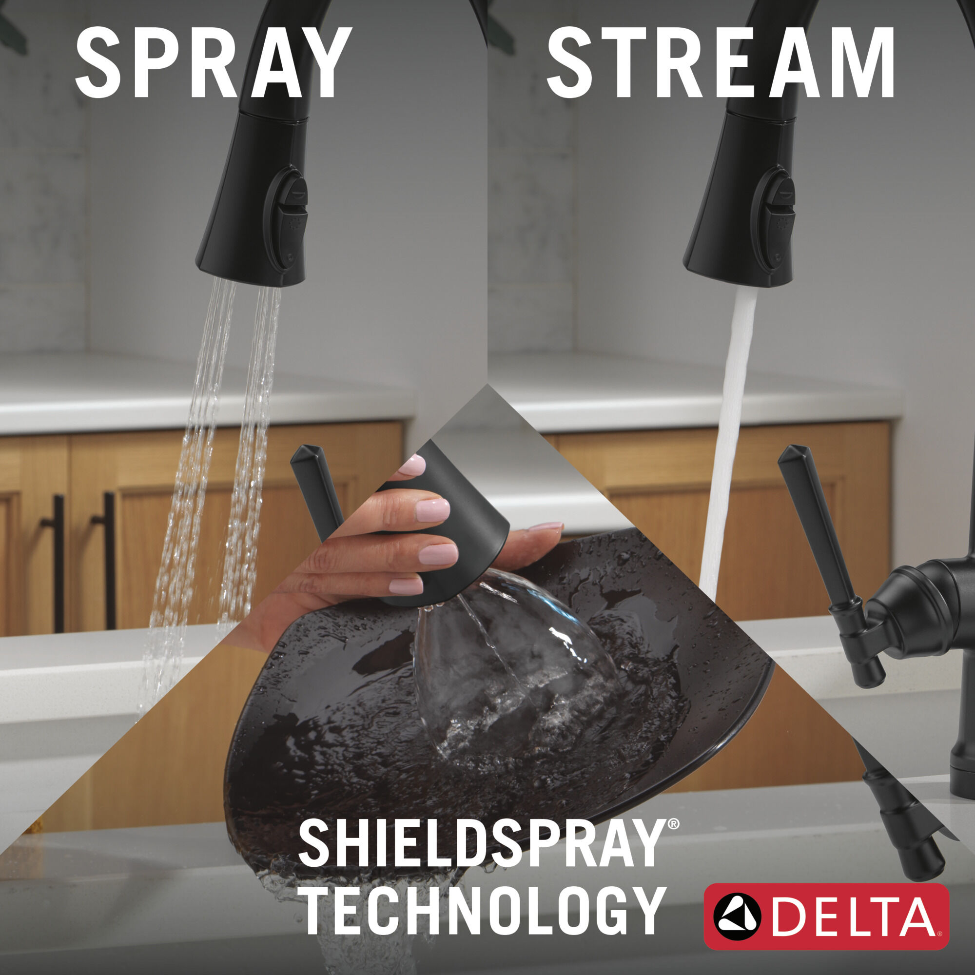 DELTA ヴィルトゥオーサ ブラック VoiceIQ® Kitchen Faucet with Touch2O® Technology with Touchless