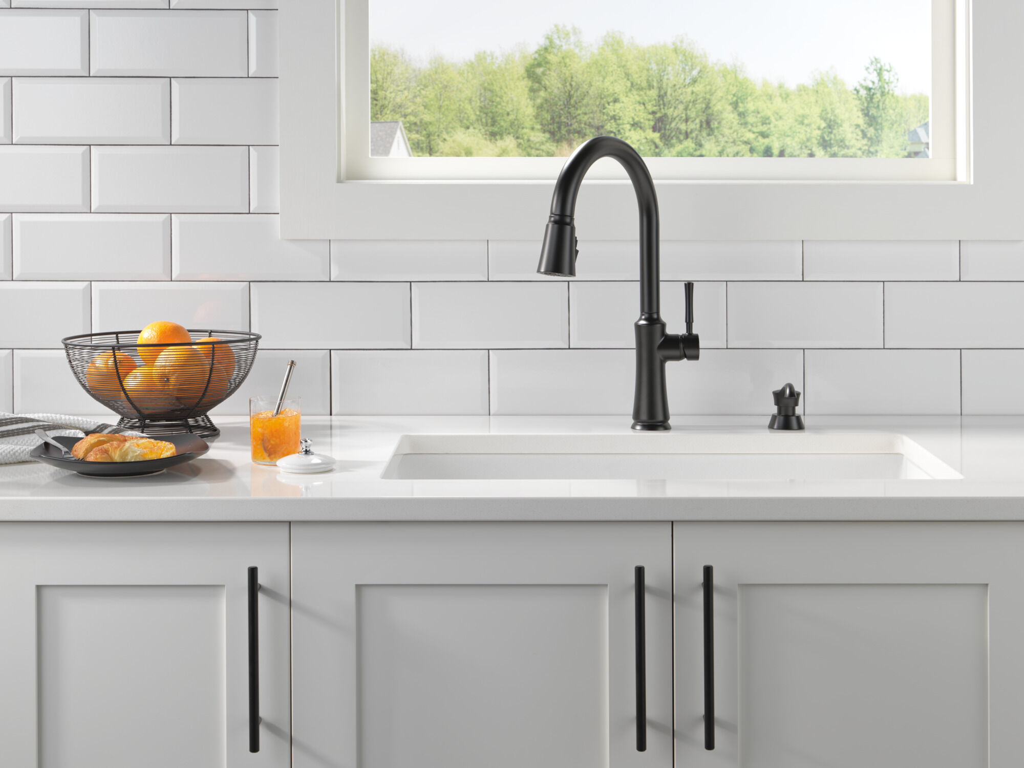 Single Handle Pull-Down Kitchen Faucet with Soap Dispenser and