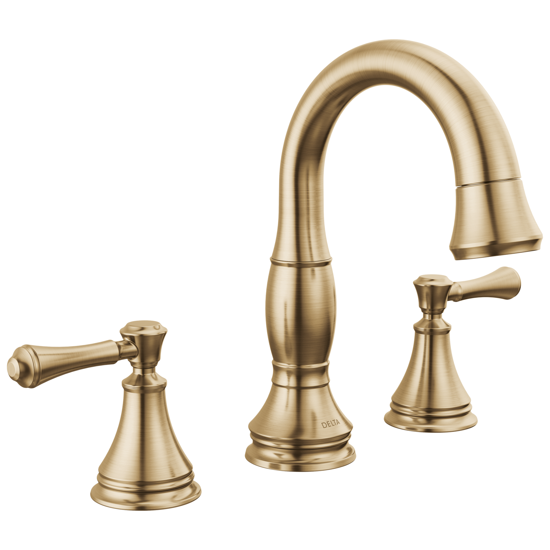 Two Handle Widespread Pull Down Bathroom Faucet in Champagne