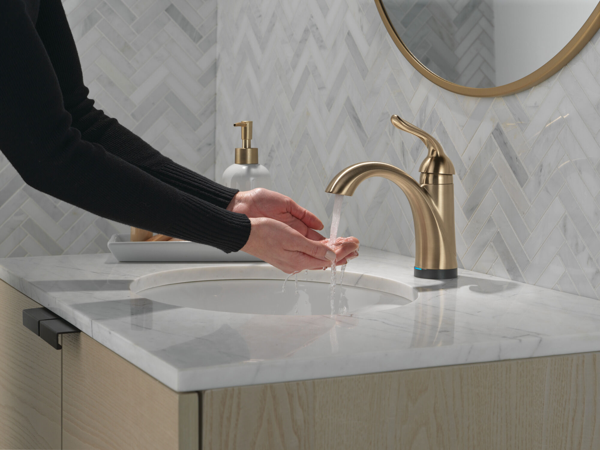 Touch2O® Bathroom Faucet with Touchless Technology in Champagne