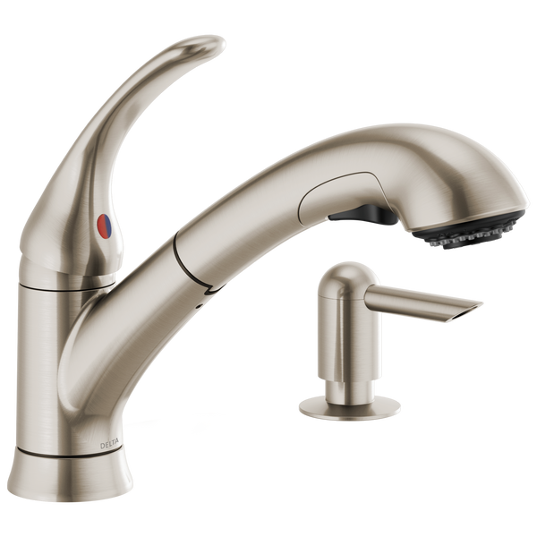 Single Handle Pull-Out Kitchen Faucet with Soap Dispenser in ...