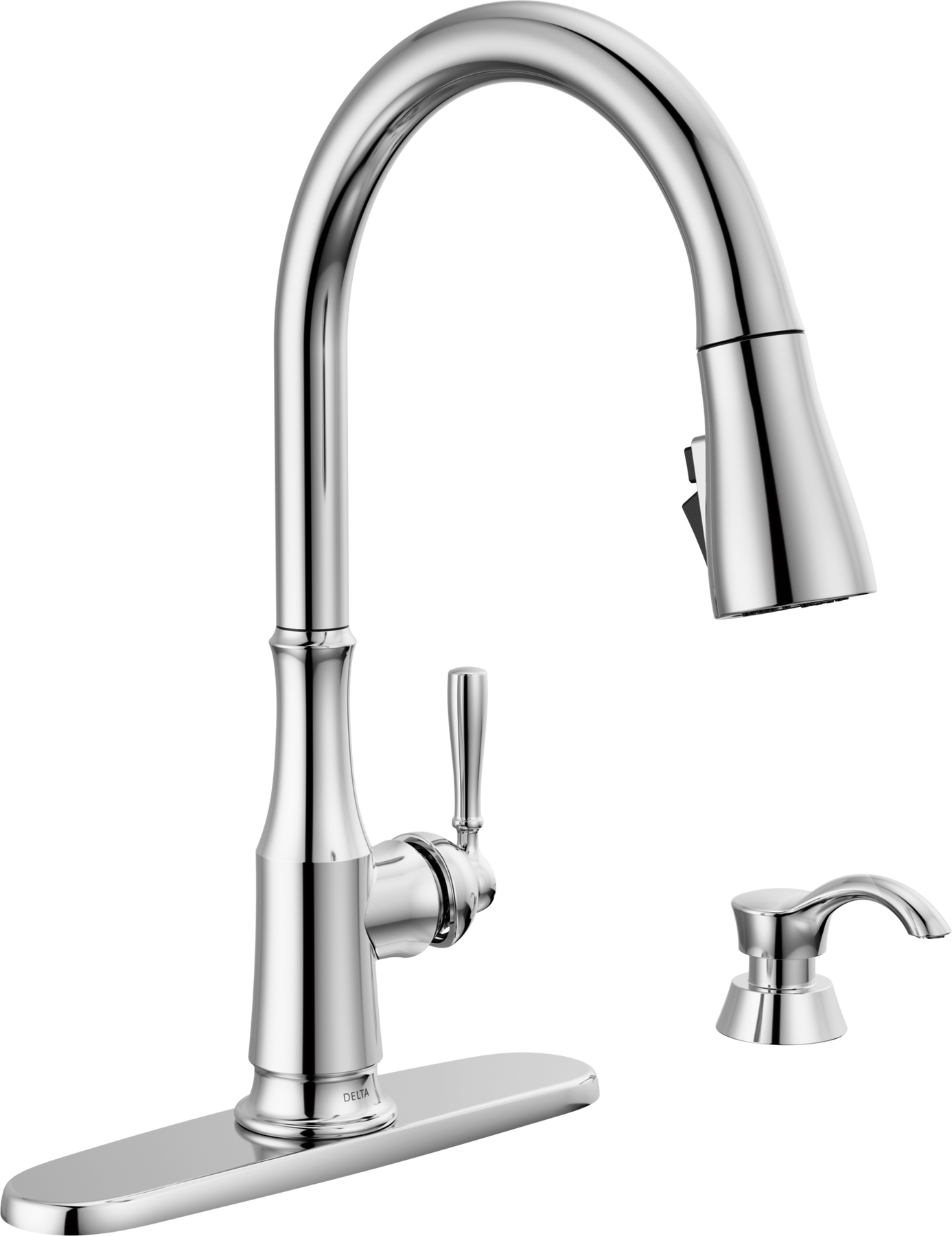 DEKAVITA Single Handle Pull-Down Kitchen Faucet with Soap Dispenser and