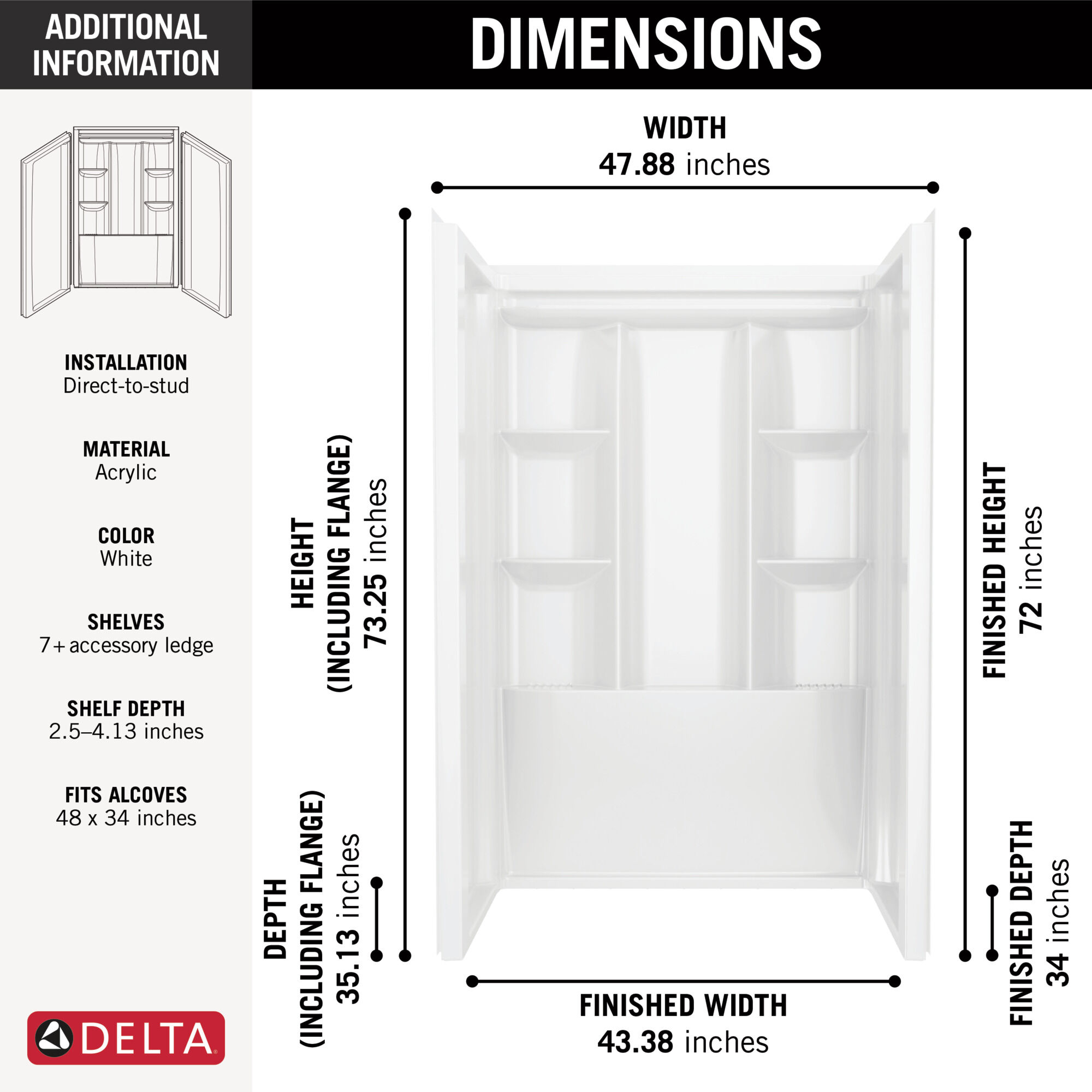 EverEdge Shower Wall 48x34