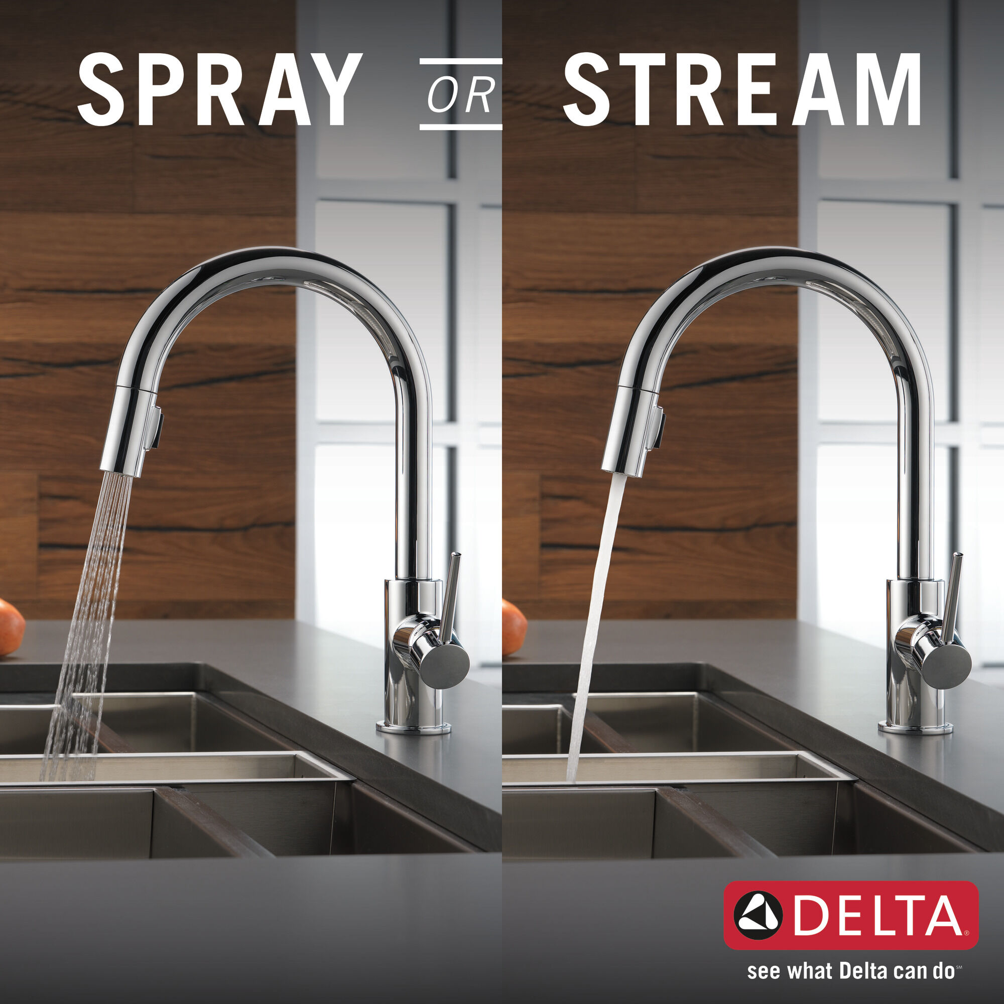 Single Handle Pull-Down Kitchen Faucet in Chrome 9159-DST | Delta