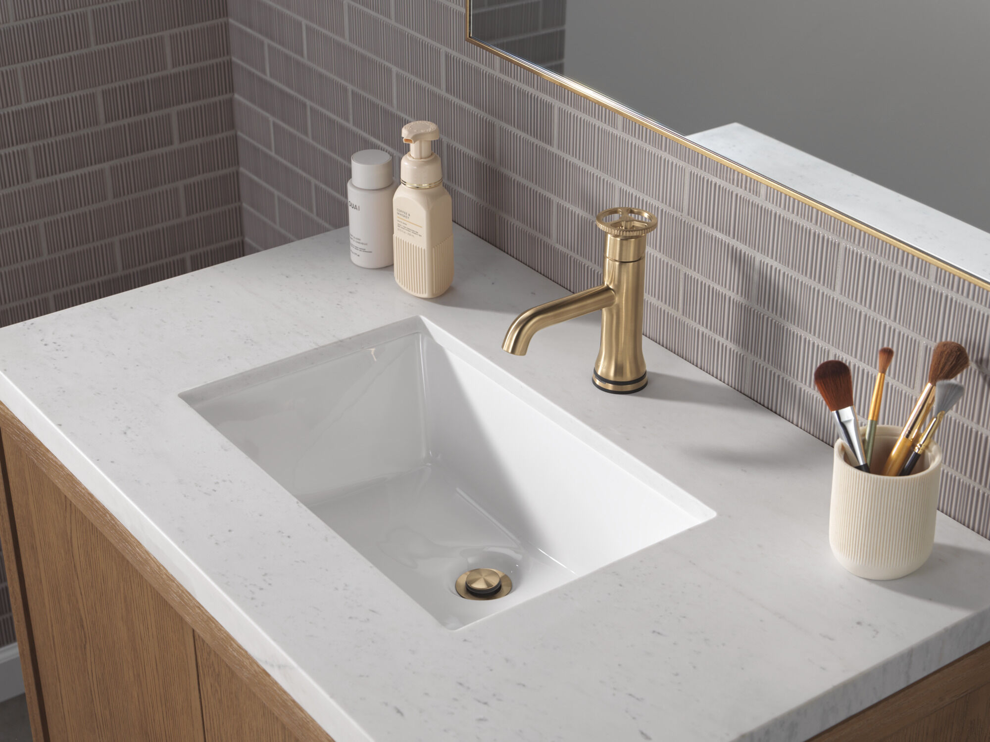 Touch2O Bathroom Faucet with Touchless Technology in Champagne