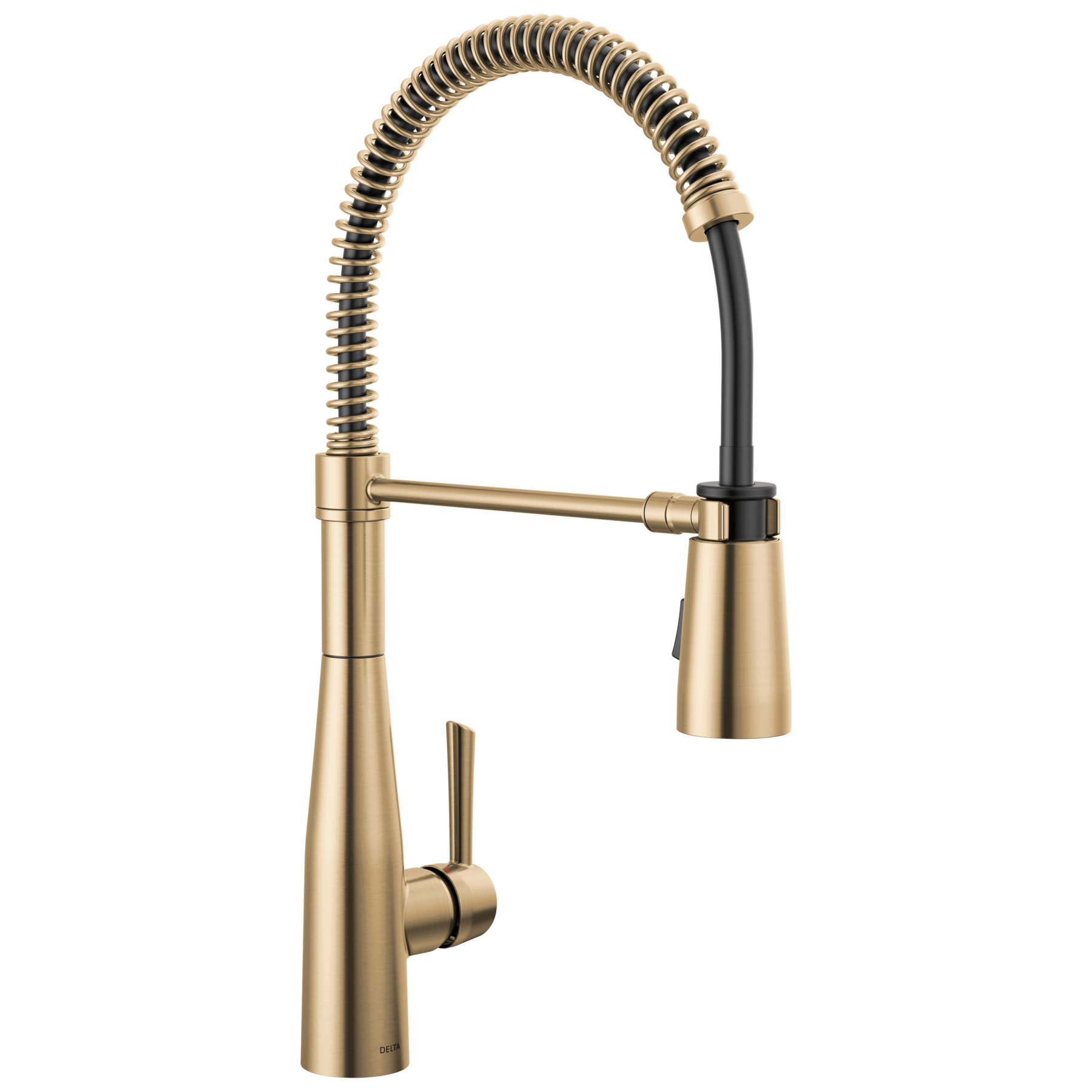 Single-Handle Pull-Down Spring Kitchen Faucet in Champagne Bronze