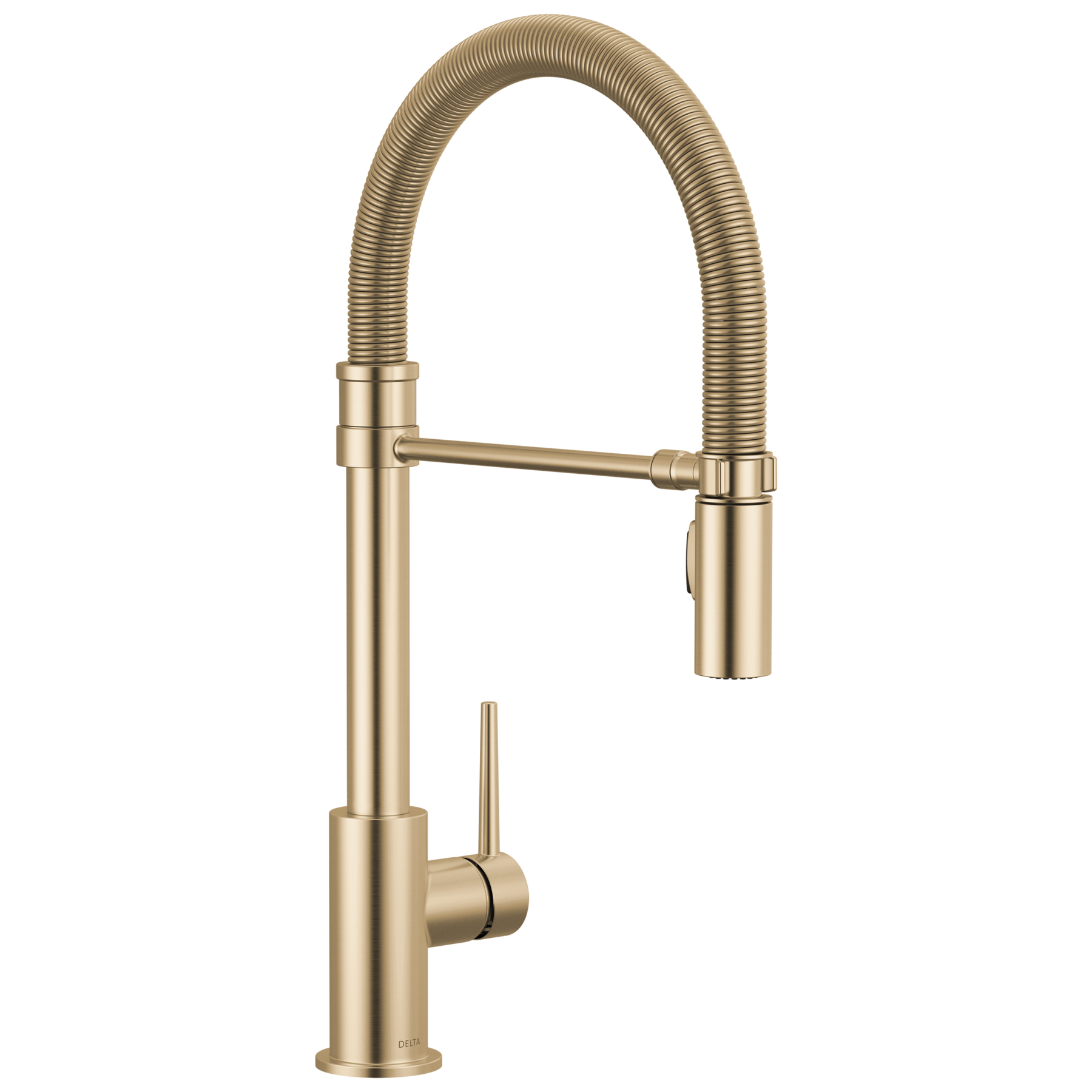 Single-Handle Pull-Down Spring Kitchen Faucet in Champagne Bronze