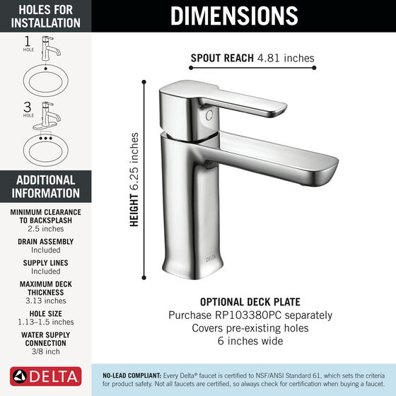 Single Handle Project-Pack Bathroom Faucet in Chrome 581LF-GPM-PP ...