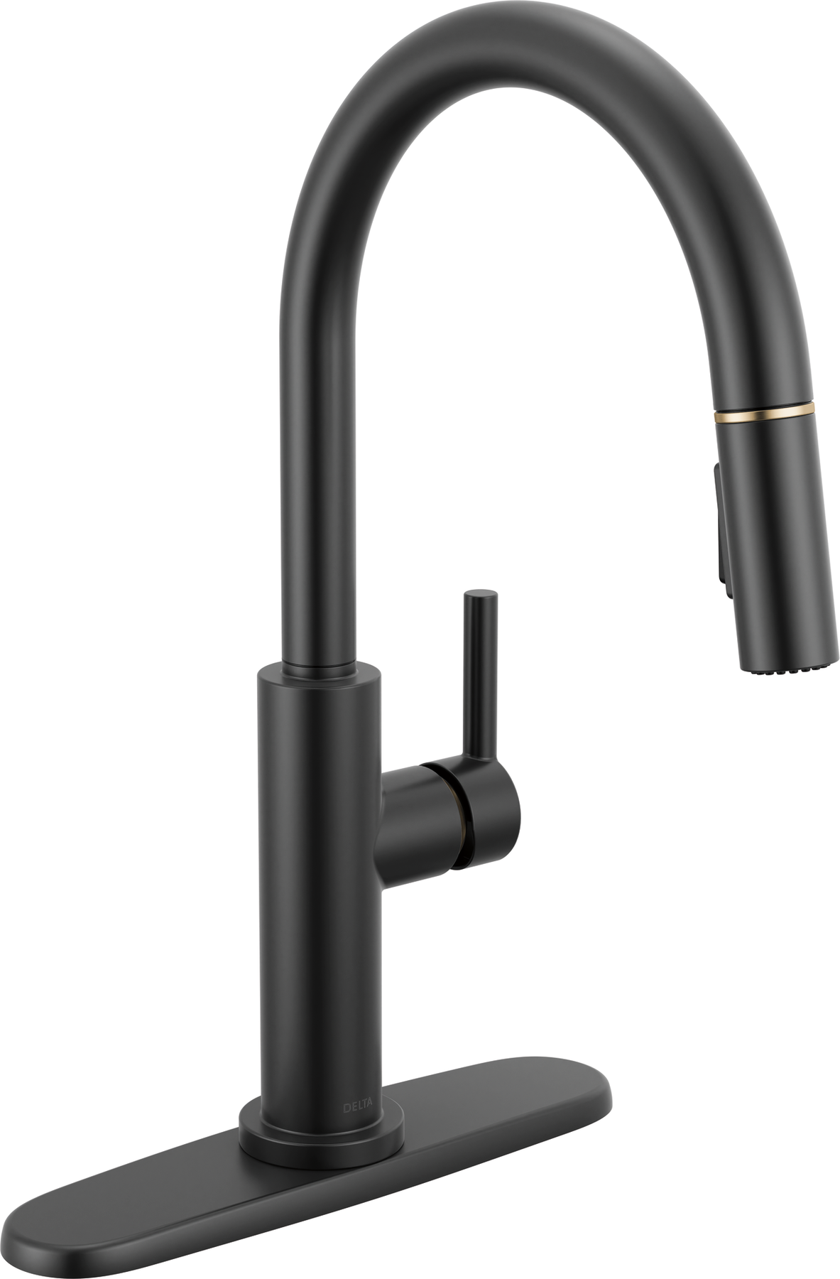 Single Handle Pull-Down Kitchen Faucet in Matte Black / Champagne