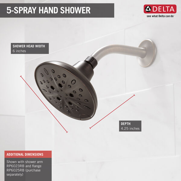 H2o Shower Head 1 75gpm 5 Setting 75508rb Delta Faucet