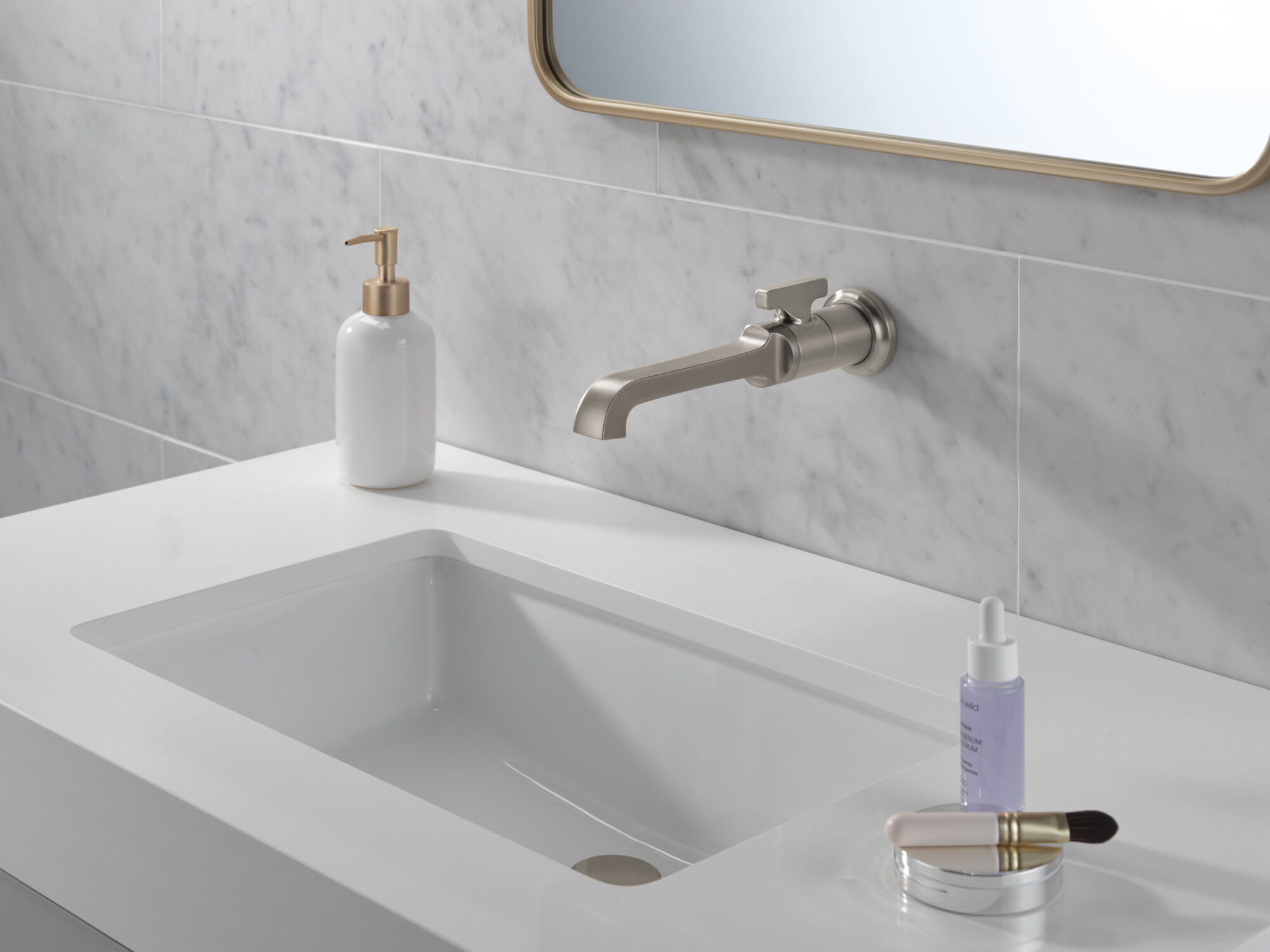 Single Handle Wall Mount Bathroom Faucet Trim in Lumicoat