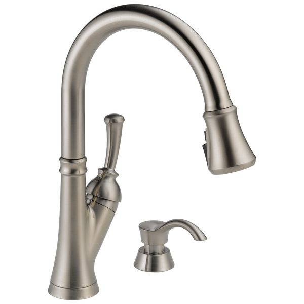 Single Handle Pull-Down Kitchen Faucet with Soap Dispenser and