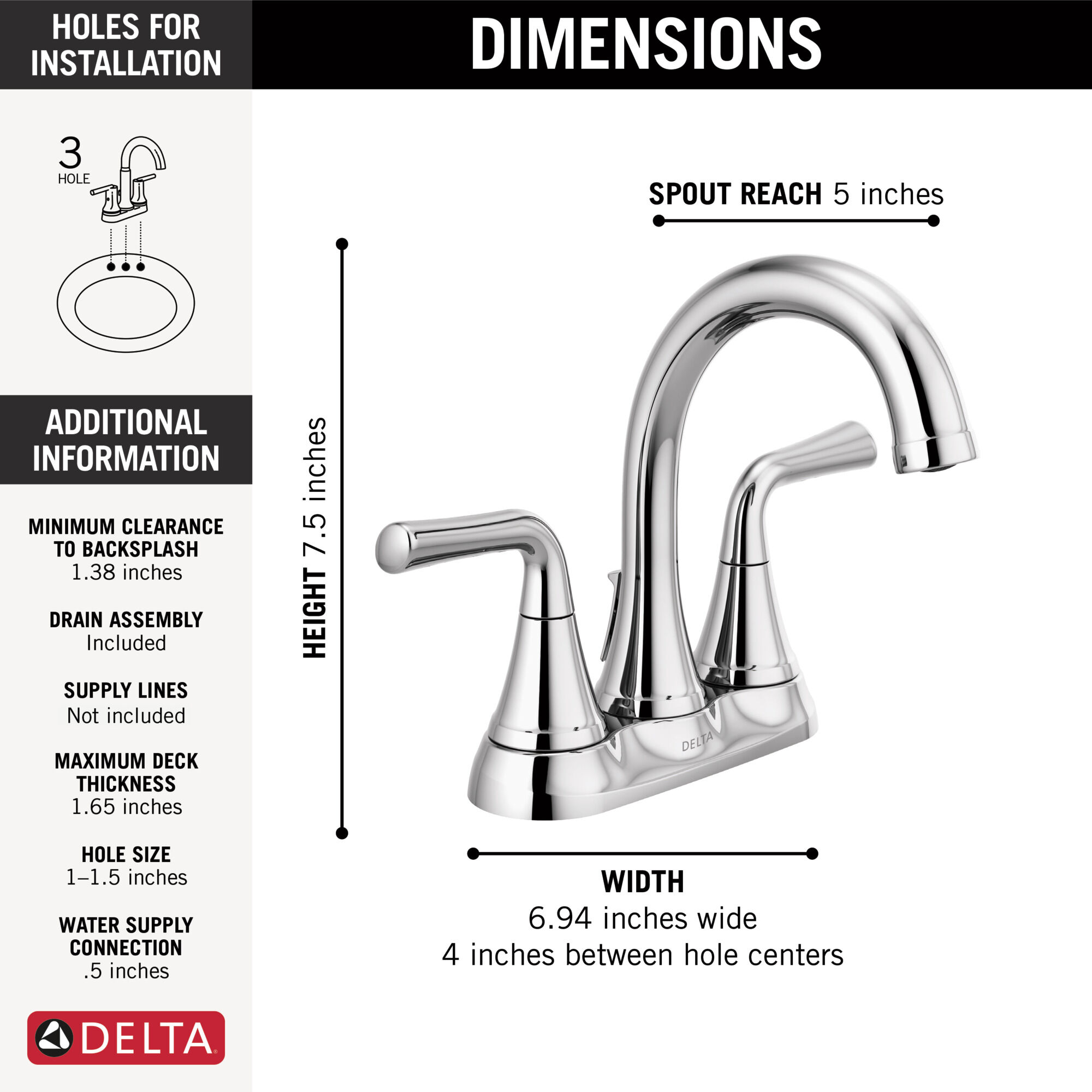 Two Handle Tract-Pack Centerset Bathroom Faucet in Chrome 2533LF