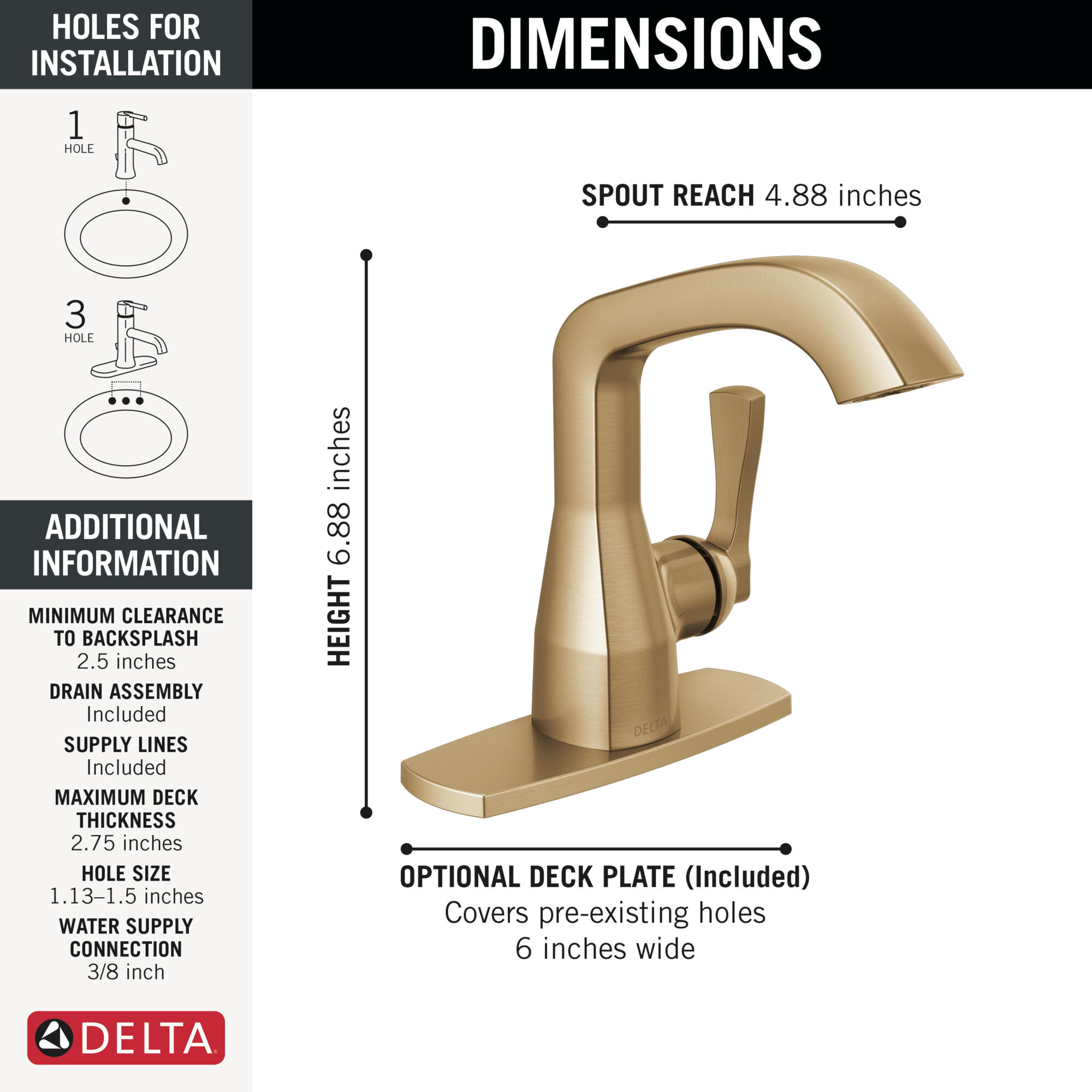 Single Handle Bathroom Faucet in Lumicoat® Champagne Bronze 576-CZ