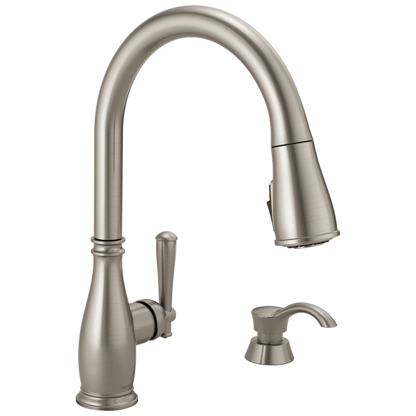 Single Handle Pull-Down Kitchen Faucet with Soap Dispenser and