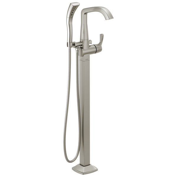 Single Handle Floor Mount Tub Filler Trim in Stainless T4776SSFL