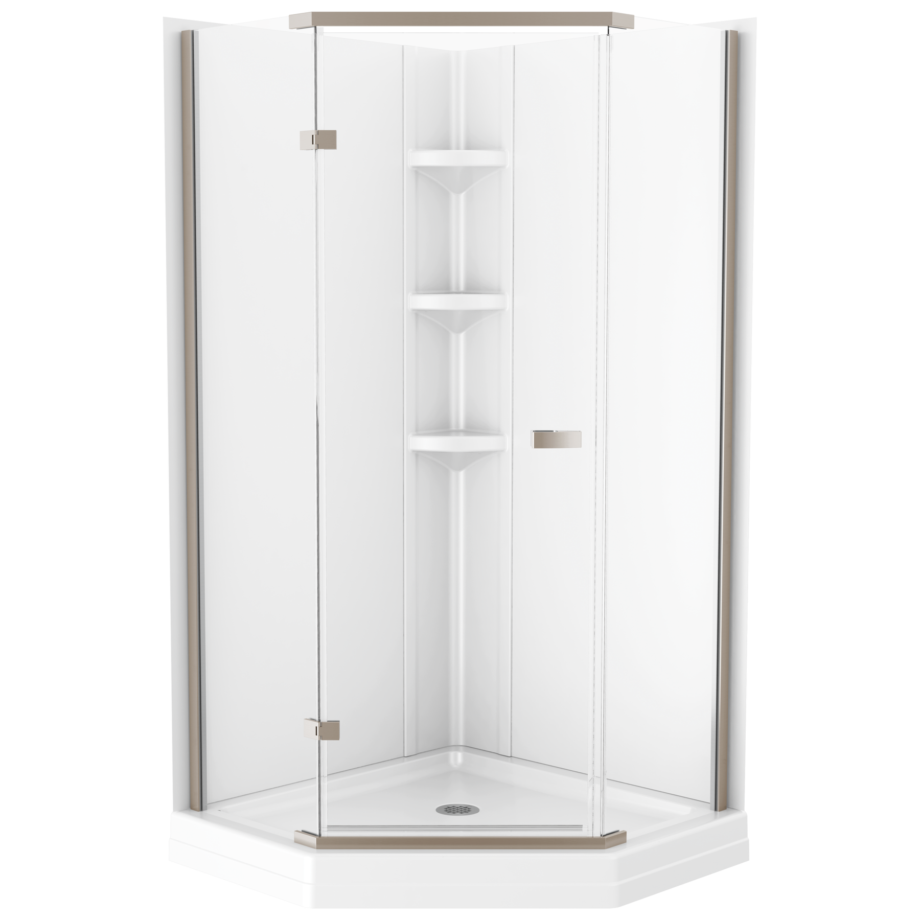 38x38 Corner Shower Bundle with Door - Frameless Neo with Glue Up