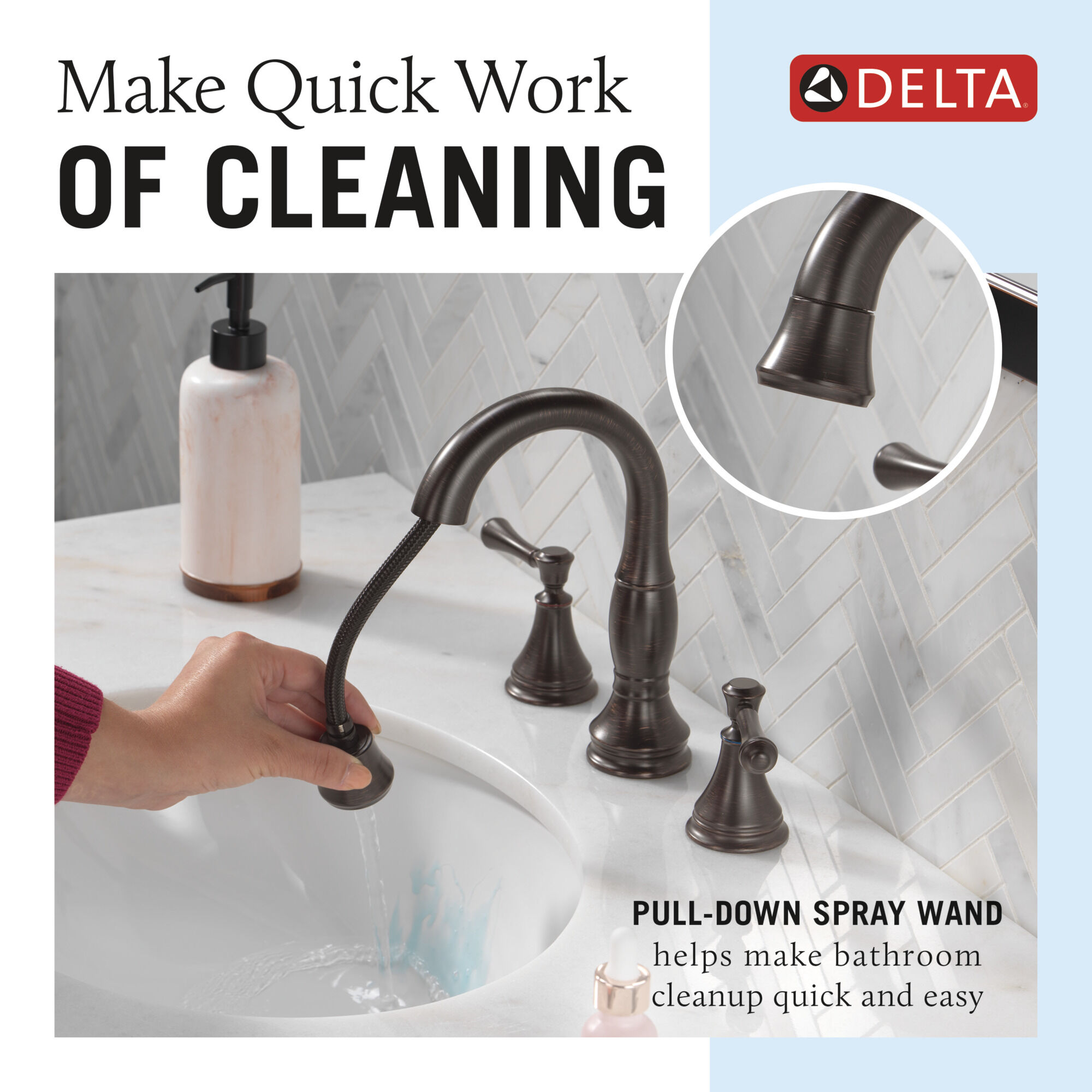 Two Handle Widespread Pull Down Bathroom Faucet in Venetian Bronze