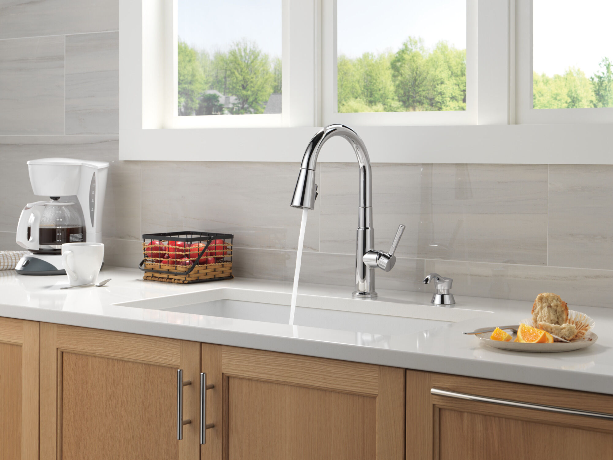Single Handle Pull-Down Kitchen Faucet with Soap Dispenser and